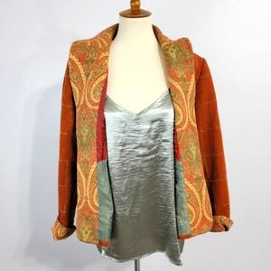 Vintage Orange Plaid And Paisley Jacquard Jacket